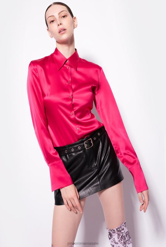 cămăși | cămașă din satin de mătase Pinko roz roscat B0D08256