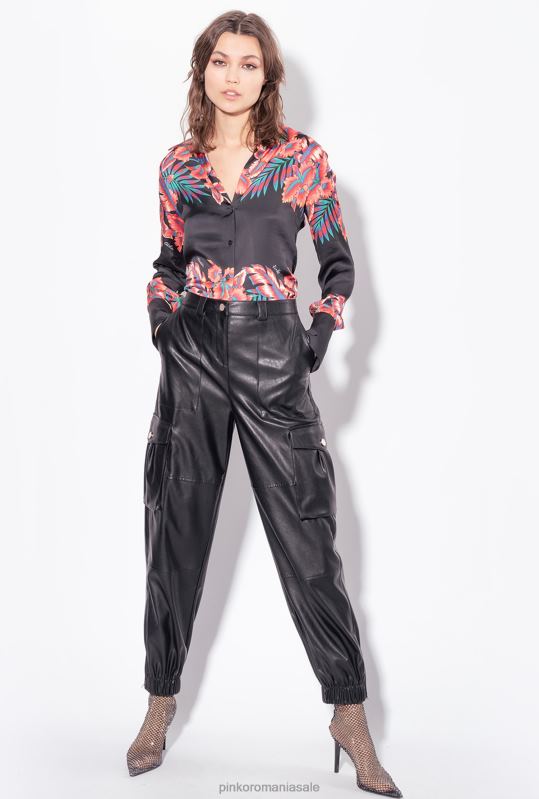 cămăși | cămașă din satin tropical Pinko multi. negru/rosu B0D08313