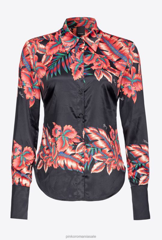 cămăși | cămașă din satin tropical Pinko multi. negru/rosu B0D08313