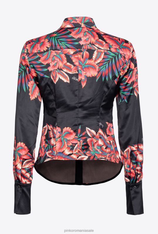 cămăși | cămașă din satin tropical Pinko multi. negru/rosu B0D08313