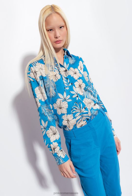 cămăși | cămașă florală grafică Pinko turcoaz/unt/negru B0D08228