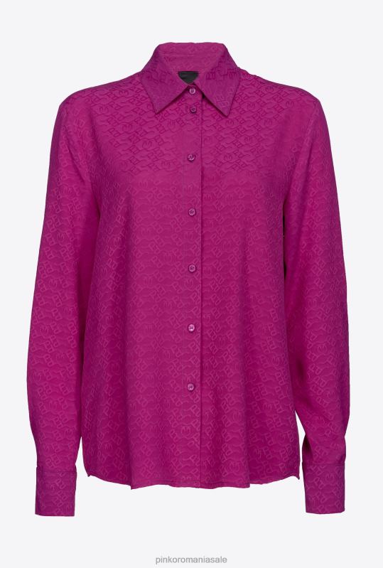 cămăși | cămașă jacquard cu logo Pinko bougainvillea violet B0D08276