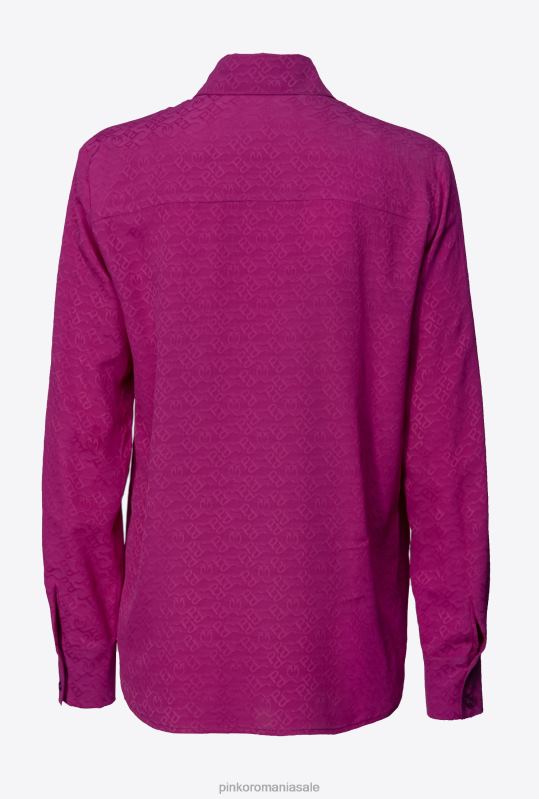 cămăși | cămașă jacquard cu logo Pinko bougainvillea violet B0D08276