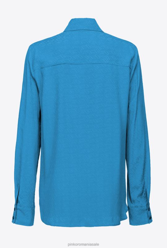 cămăși | cămașă jacquard cu logo Pinko director albastru B0D08275