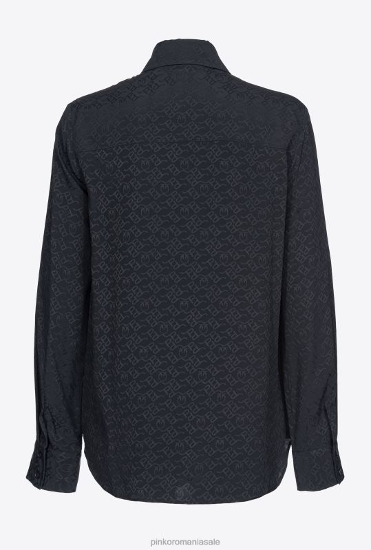 cămăși | cămașă jacquard cu logo Pinko limuzina neagră B0D08274
