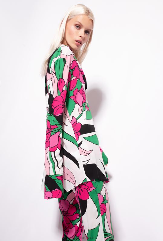 cămăși | cămașă lungă cu imprimeu floral Pinko multi negru/fucsia B0D08272