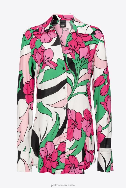 cămăși | cămașă lungă cu imprimeu floral Pinko multi negru/fucsia B0D08272
