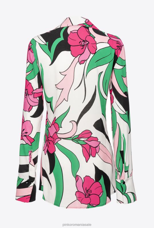 cămăși | cămașă lungă cu imprimeu floral Pinko multi negru/fucsia B0D08272