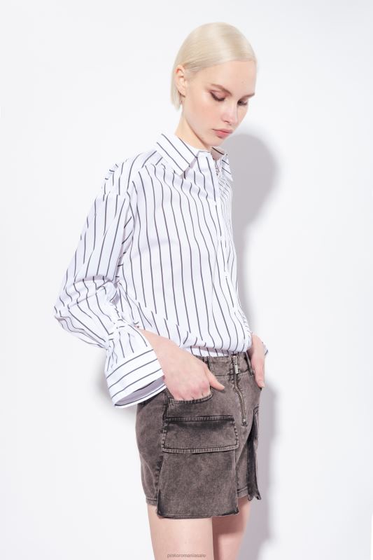 cămăși | cămașă în dungi din poplin stretch Pinko alb negru B0D08230