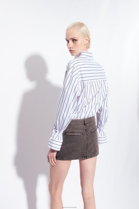 cămăși | cămașă în dungi din poplin stretch Pinko alb negru B0D08230