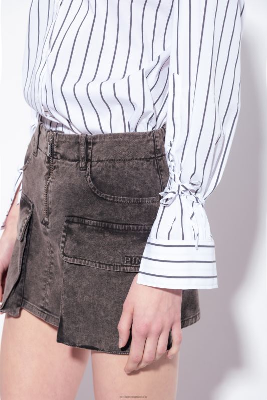 cămăși | cămașă în dungi din poplin stretch Pinko alb negru B0D08230