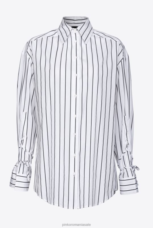 cămăși | cămașă în dungi din poplin stretch Pinko alb negru B0D08230