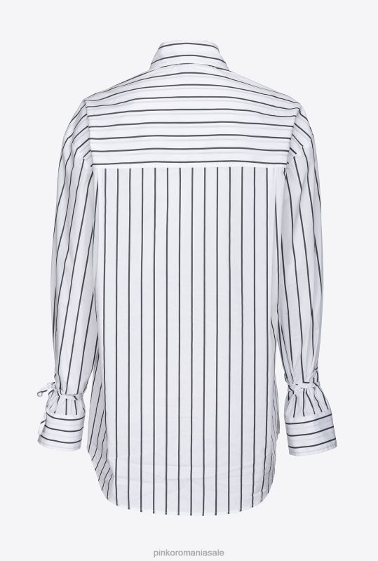 cămăși | cămașă în dungi din poplin stretch Pinko alb negru B0D08230