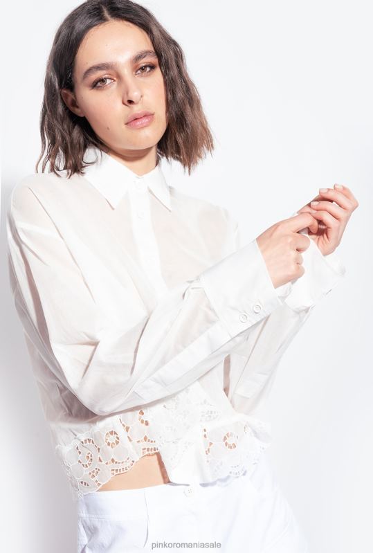 cămăși | cămașă scurtă de muselină Pinko alb pur B0D08291