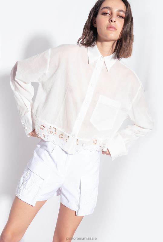 cămăși | cămașă scurtă de muselină Pinko alb pur B0D08291