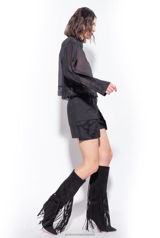 cămăși | cămașă scurtă de muselină Pinko limuzina neagră B0D08292