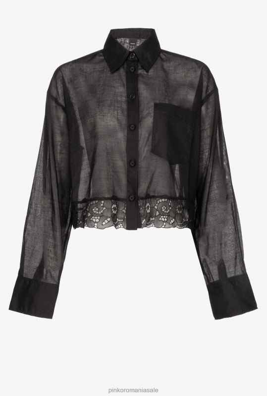 cămăși | cămașă scurtă de muselină Pinko limuzina neagră B0D08292
