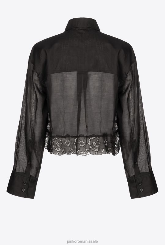 cămăși | cămașă scurtă de muselină Pinko limuzina neagră B0D08292