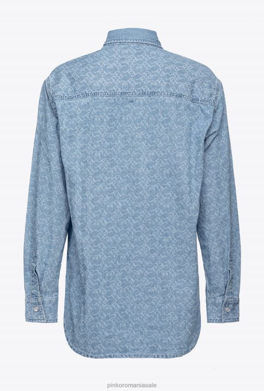 cămăși | cămașă supradimensionată din denim tăiată cu laser Pinko alb/albastru deschis B0D08277