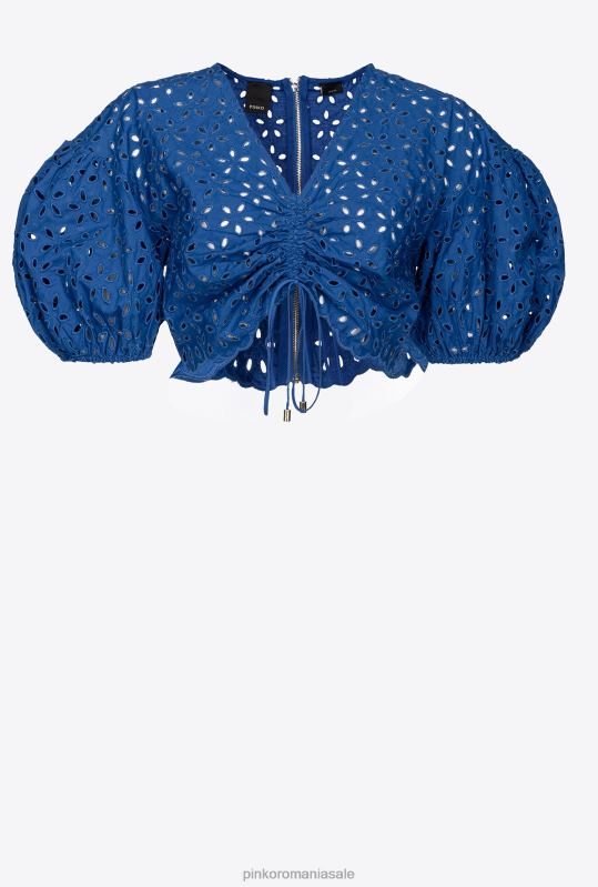 cămăși | crop top din bumbac cu broderie englezească Pinko albastru B0D08289