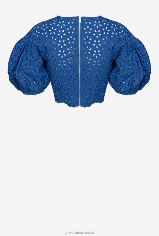 cămăși | crop top din bumbac cu broderie englezească Pinko albastru B0D08289