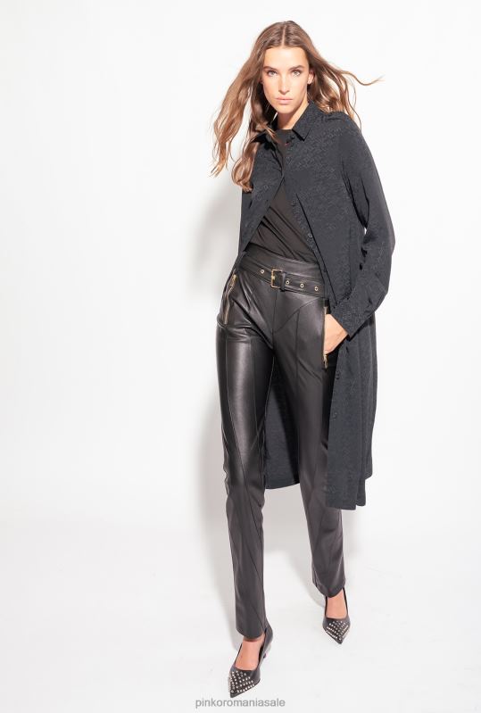 cămăși | rochie camasa jacquard cu imprimeu logo Pinko limuzina neagră B0D08165