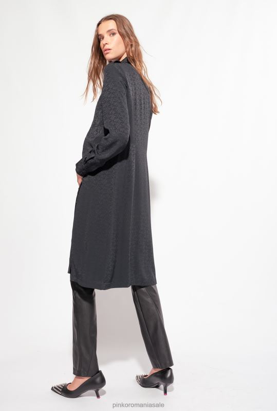cămăși | rochie camasa jacquard cu imprimeu logo Pinko limuzina neagră B0D08165