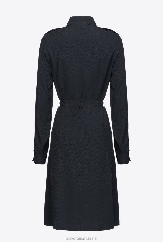 cămăși | rochie camasa jacquard cu imprimeu logo Pinko limuzina neagră B0D08165
