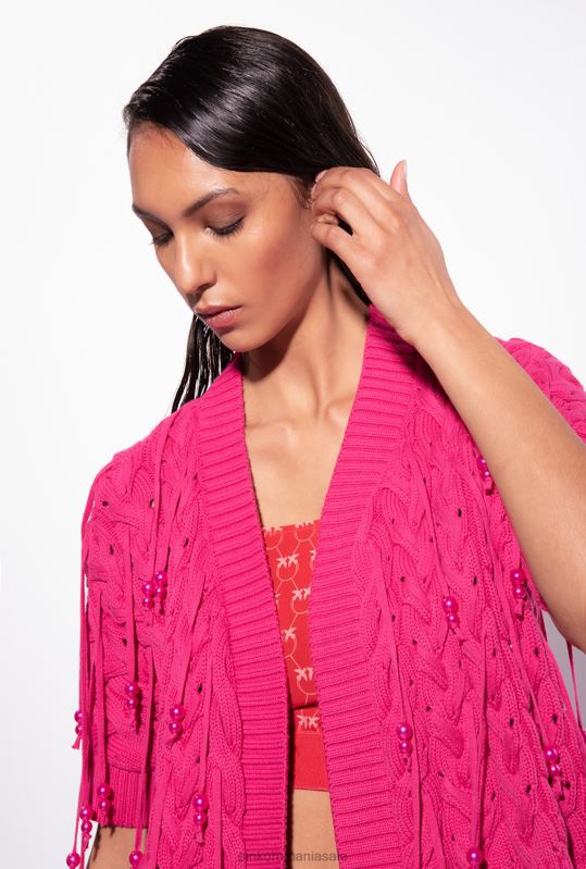 pulovere | cardigan deschis cu detalii de margele Pinko roșu zmeură B0D08415