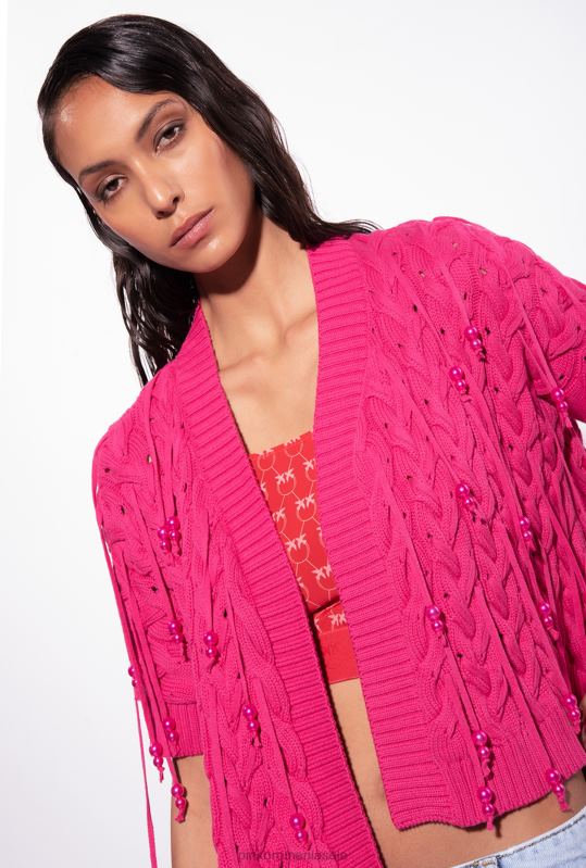 pulovere | cardigan deschis cu detalii de margele Pinko roșu zmeură B0D08415