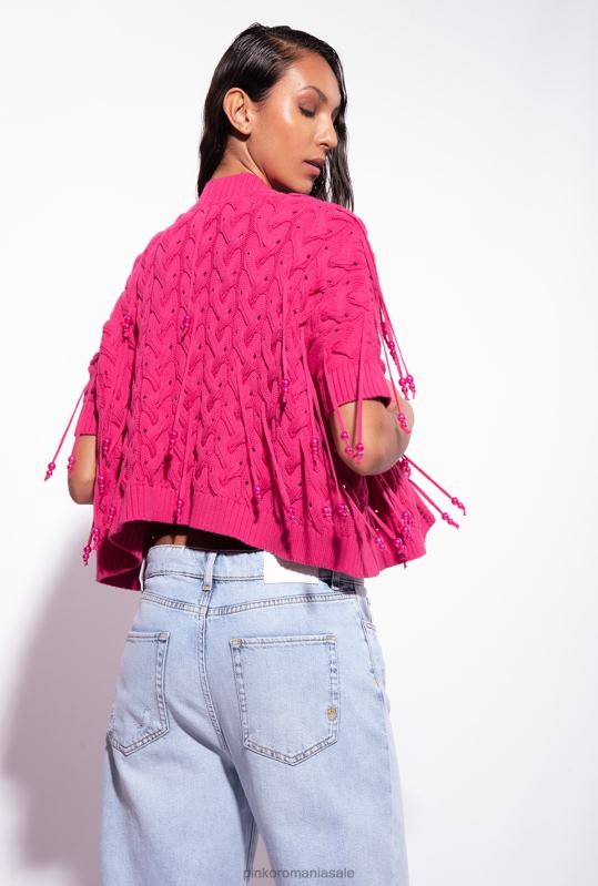 pulovere | cardigan deschis cu detalii de margele Pinko roșu zmeură B0D08415