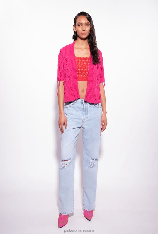 pulovere | cardigan deschis cu detalii de margele Pinko roșu zmeură B0D08415