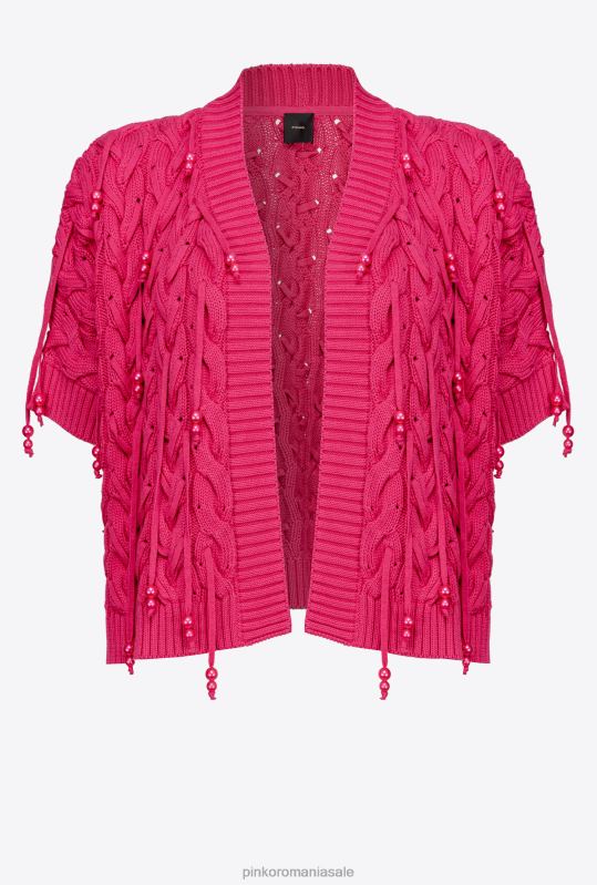 pulovere | cardigan deschis cu detalii de margele Pinko roșu zmeură B0D08415