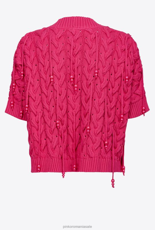 pulovere | cardigan deschis cu detalii de margele Pinko roșu zmeură B0D08415