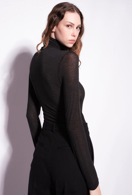 pulovere | pulover cu gât țesut din amestec de cașmir Pinko limuzina neagră B0D08476