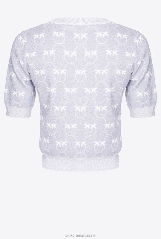 pulovere | pulover decupat cu monogram din lurex Pinko liliac/alb B0D08451