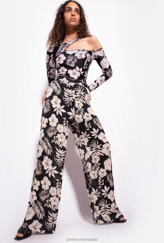 pulovere | top cu mâneci lungi cu motiv floral grafic Pinko negru/unt B0D08354