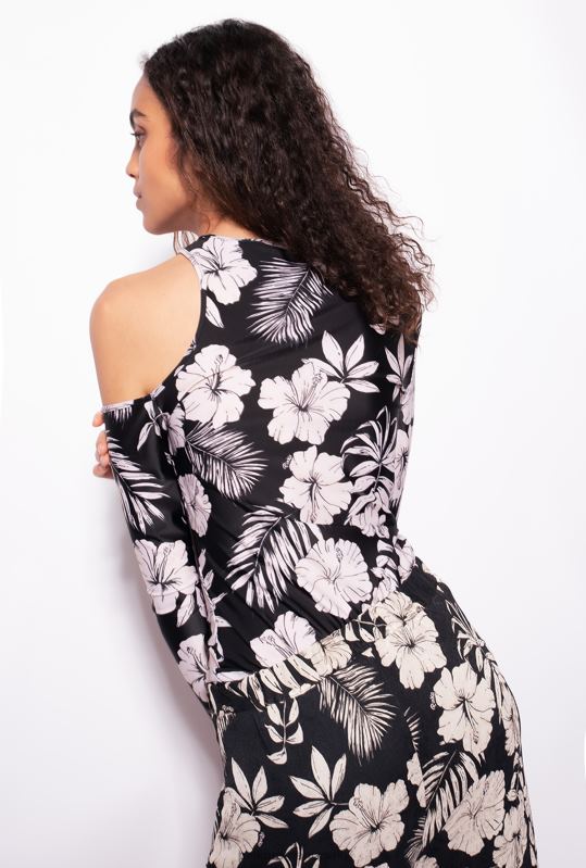 pulovere | top cu mâneci lungi cu motiv floral grafic Pinko negru/unt B0D08354