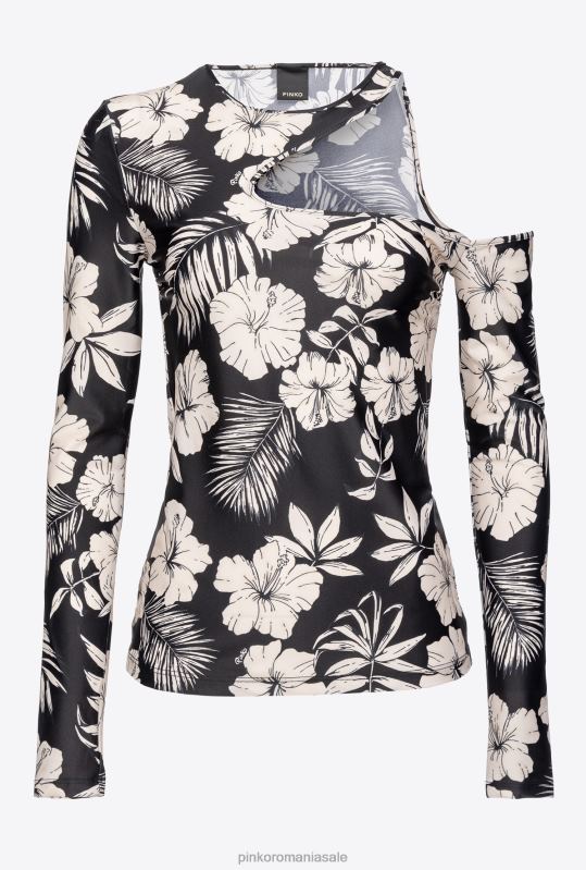 pulovere | top cu mâneci lungi cu motiv floral grafic Pinko negru/unt B0D08354