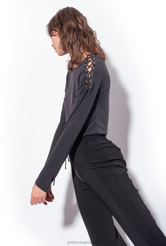 pulovere | top cu șnur pe umeri Pinko limuzina neagră B0D08474