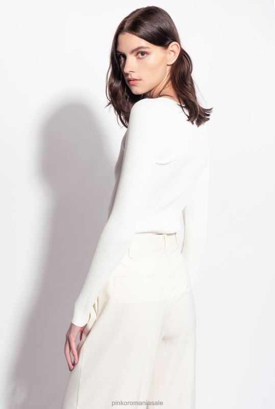 pulovere | top din tricot cu mâneci lungi Pinko alb de mătase B0D08488