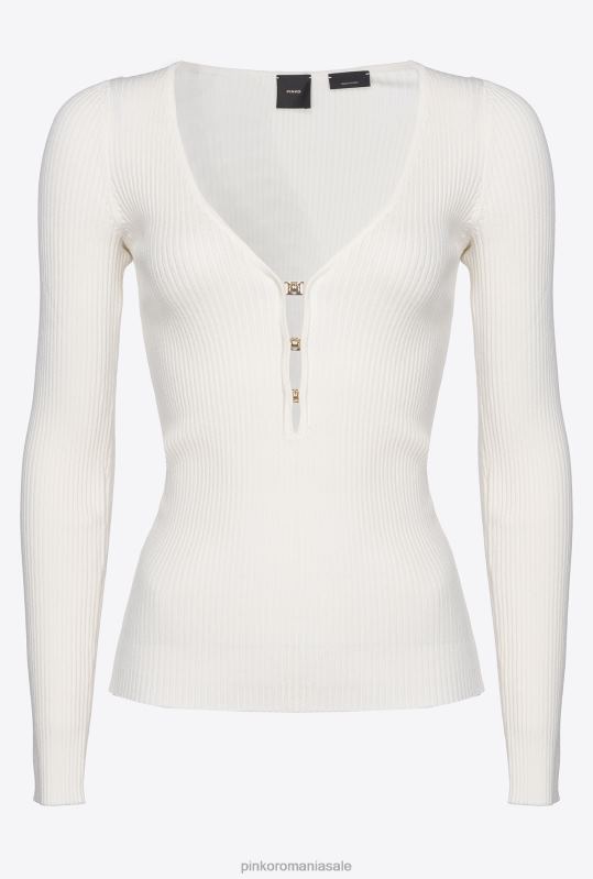pulovere | top din tricot cu mâneci lungi Pinko alb de mătase B0D08488