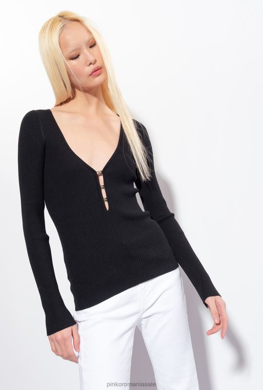 pulovere | top din tricot cu mâneci lungi Pinko limuzina neagră B0D08490