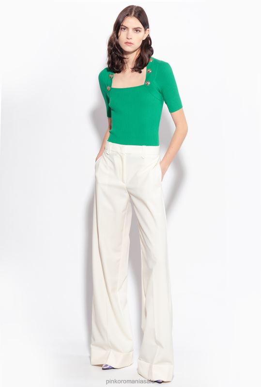 pulovere | top din tricot în coastă cu nasturi aurii Pinko Amazon B0D08491