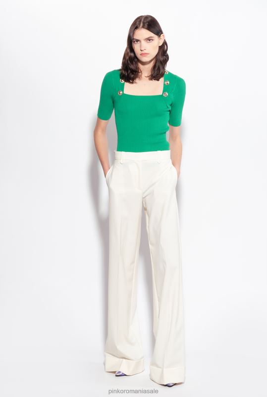 pulovere | top din tricot în coastă cu nasturi aurii Pinko Amazon B0D08491