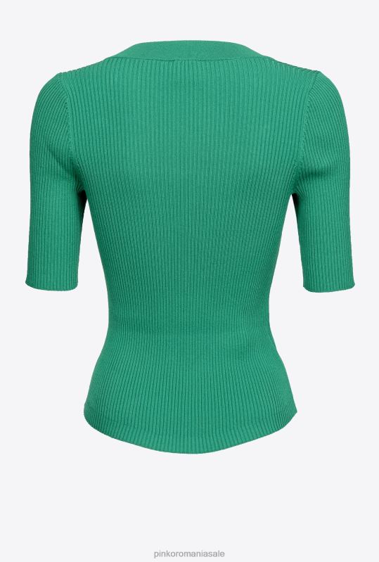 pulovere | top din tricot în coastă cu nasturi aurii Pinko Amazon B0D08491