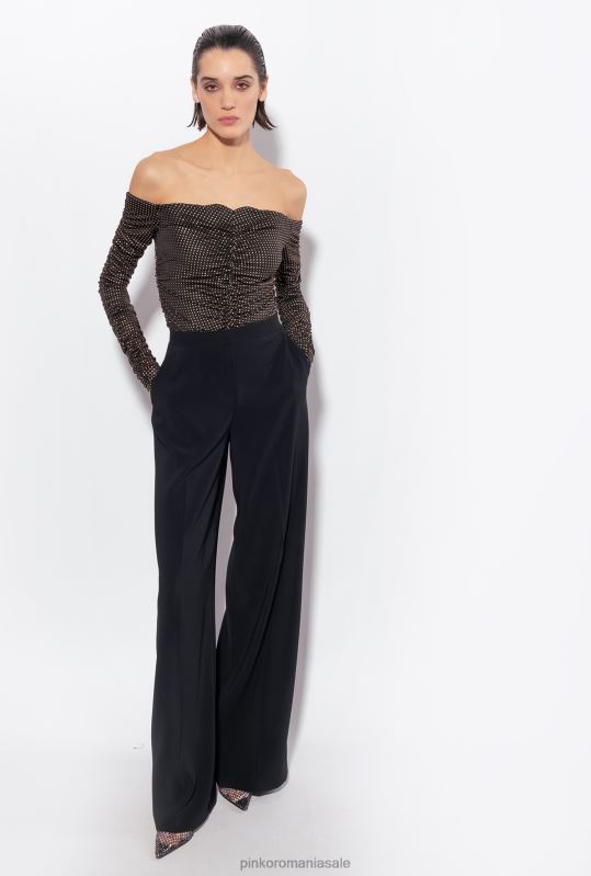 pulovere | top fără umeri, cu micro știfturi Pinko negru/auriu B0D08388