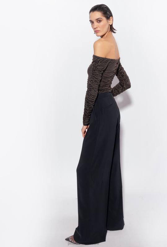 pulovere | top fără umeri, cu micro știfturi Pinko negru/auriu B0D08388