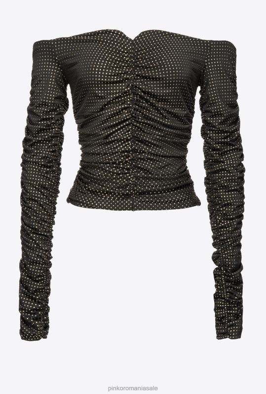 pulovere | top fără umeri, cu micro știfturi Pinko negru/auriu B0D08388