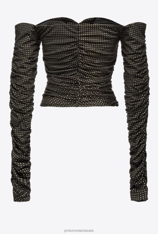 pulovere | top fără umeri, cu micro știfturi Pinko negru/auriu B0D08388